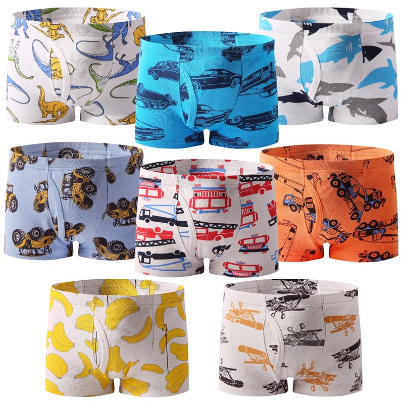 Taxzode Toddler Novelty Boxer Briefs Car Dinosaur Shark Underwear Boyshort Hipster Kids Boxer Briefs, 8-piece set-2-3T 3-4T 4-5T 5-6years 7-8years, 2-3T - Image 2